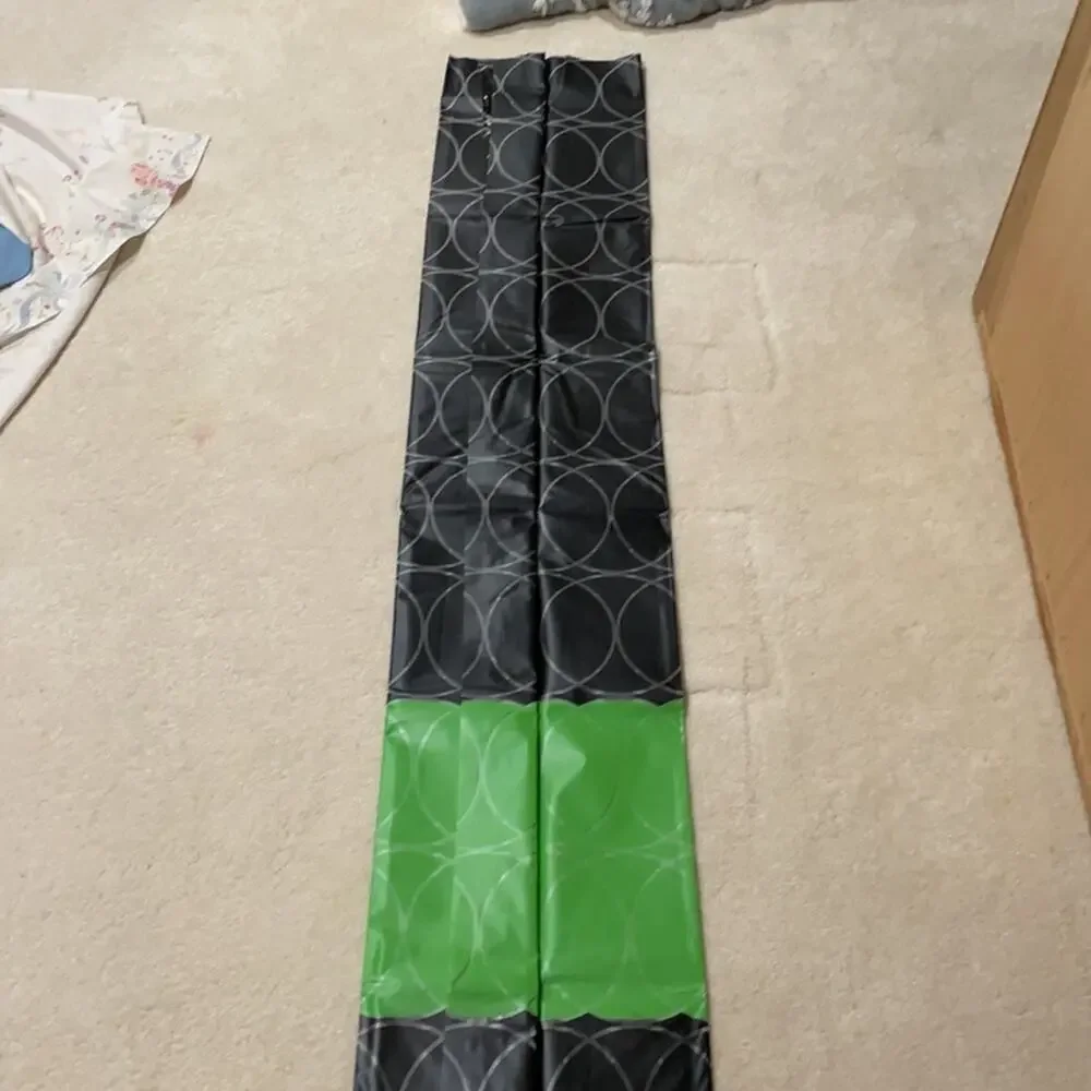 Vinyl shower curtain black green circle design NWT